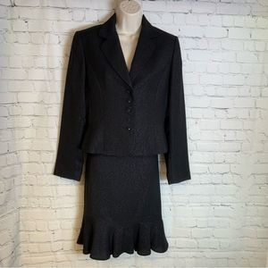 Tahari ASL Black Shimmer 2 piece Blazer & Skirt  Size 6